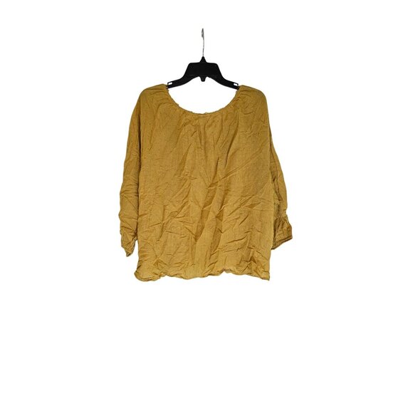 A.n.a Womens Amber Gold Peasant Blouse 2X Lightweight Cotton Blend - Picture 2 of 7
